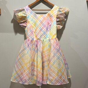 Selkie Maison Amory Rainbow Glow Heavenly Mini Dress Colorful Puffy Flowy Gown